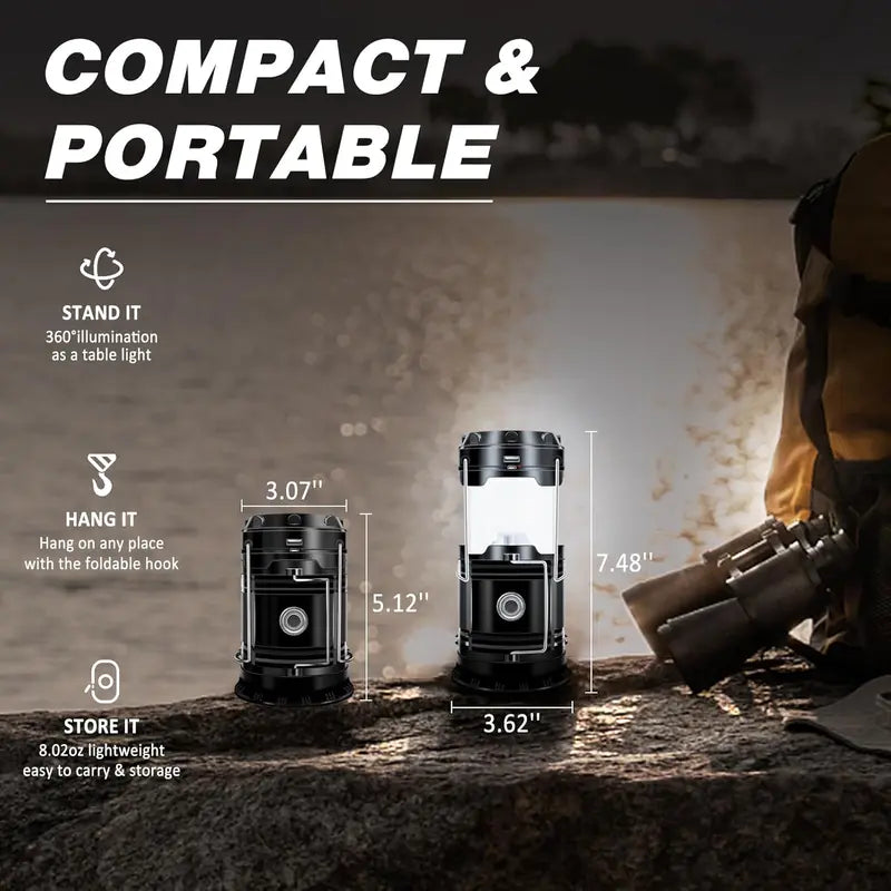 Solar Rechargeable LED Camping Lantern (4-Pack)