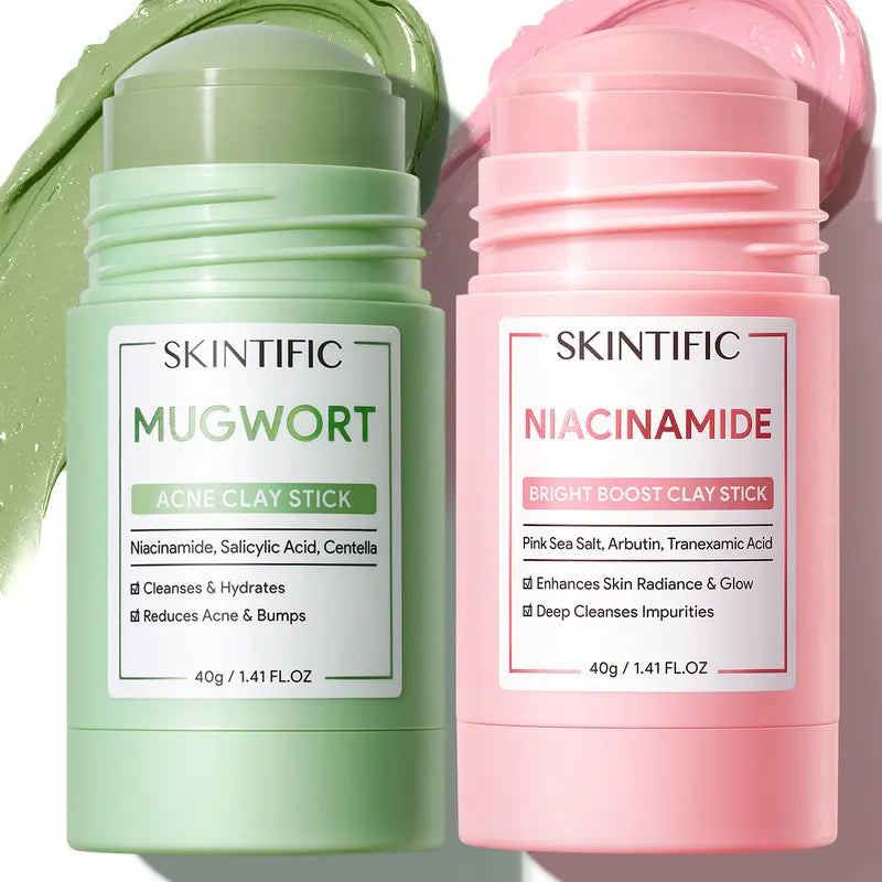 SKINTIFIC™ Mugwort & Volcano Clarifying Clay Stick Combo(2-Pack)