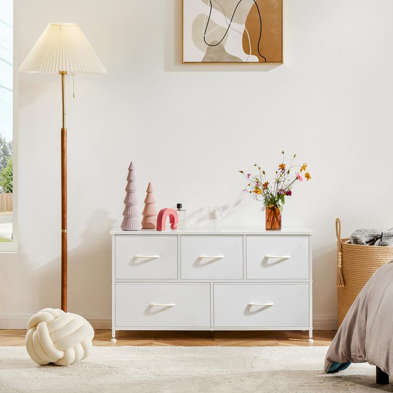 Sleek 5-Drawer Storage Tower (Space-Saving Fabric Chest for Clothes & Closets)