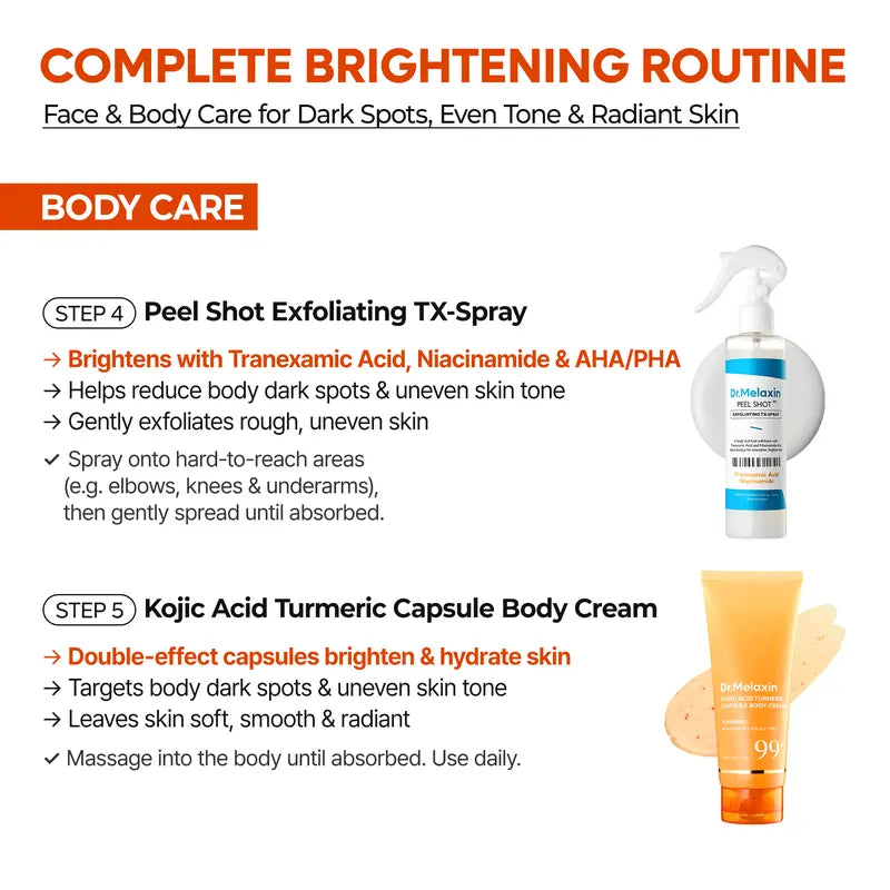 Dr.Melaxin Complete Brightening Body & Face Care 4-Piece Bundle
