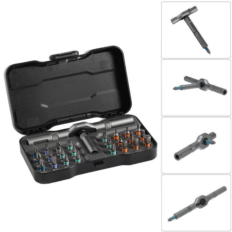 SEESE 24-in-1 DIY Screwdriver Set | Magnetic, Ratchet & Compact – Interchangeable Bits, Portable Tool Kit for Home Repairs