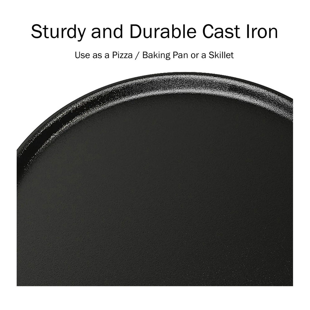 Home-Complete 14" Cast Iron Pizza Pan | Crispy Crust, Even Heat – Oven & Grill Safe, Perfect for Homemade Pizzas