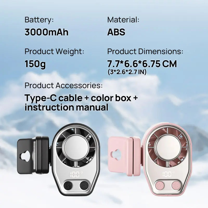 Joytutus Semiconductor Clip-On Fan | 100-Speed Turbo Cooling with 20Hr Battery – 360° Rotating, LED Display, Perfect for Cars, Prams & Desks