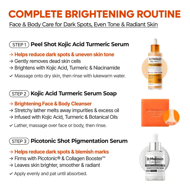 Dr.Melaxin Complete Brightening Body & Face Care 4-Piece Bundle