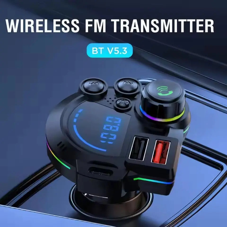 30W Car Charger & Bluetooth FM Transmitter | PD Fast Charge, Dual USB & Bass Boost – Road Trip Essential for 12V-24V Vehicles