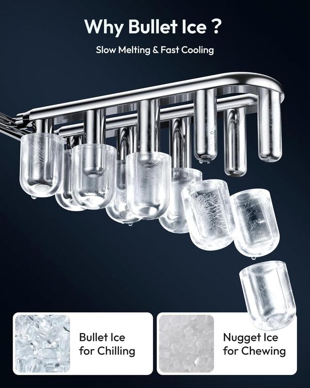 Euhomy Compact Bullet Ice Maker | Generates Fresh Ice in Just 6 Minutes
