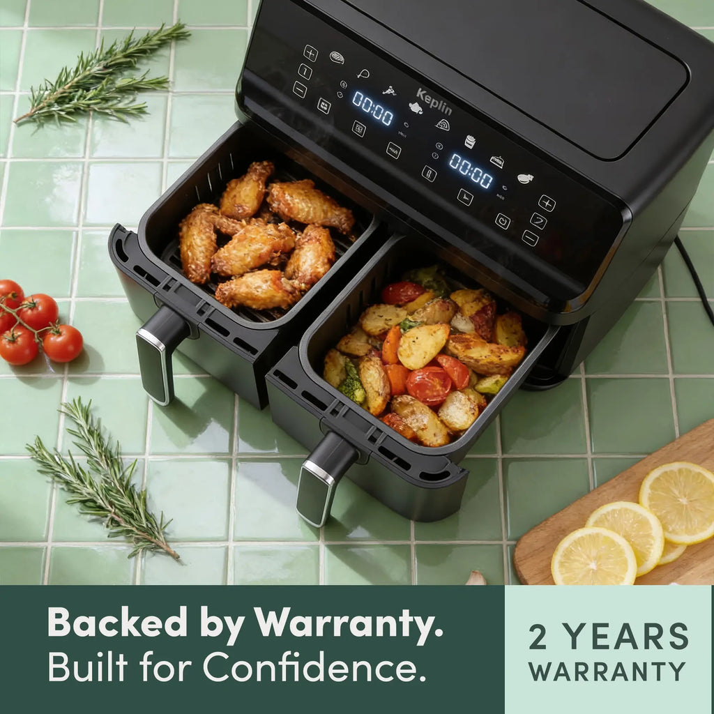 Keplin 9L Dual Basket Air Fryer | 6-in-1 Smart Energy Saving Oven Alternative