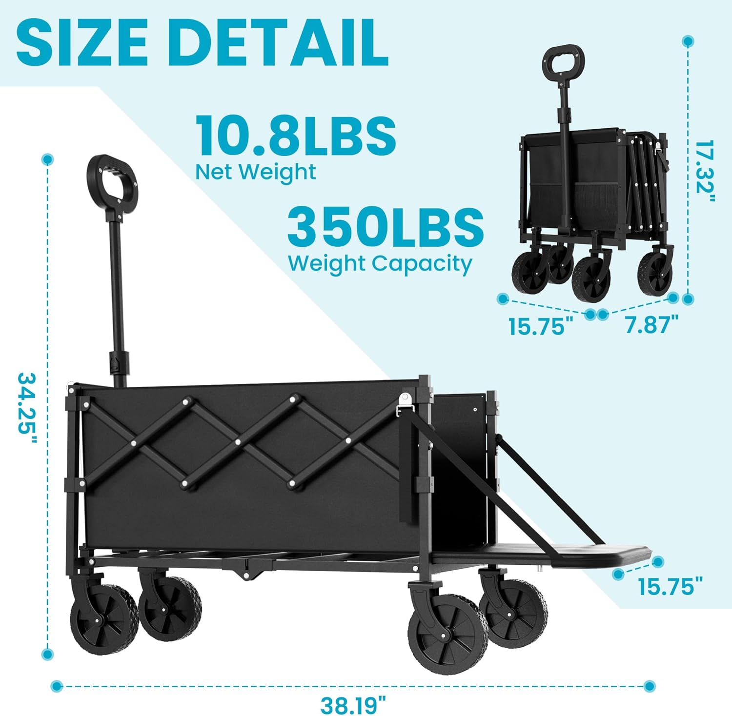 WeCharmer Collapsible Wagon with Drop-Down Tailgate