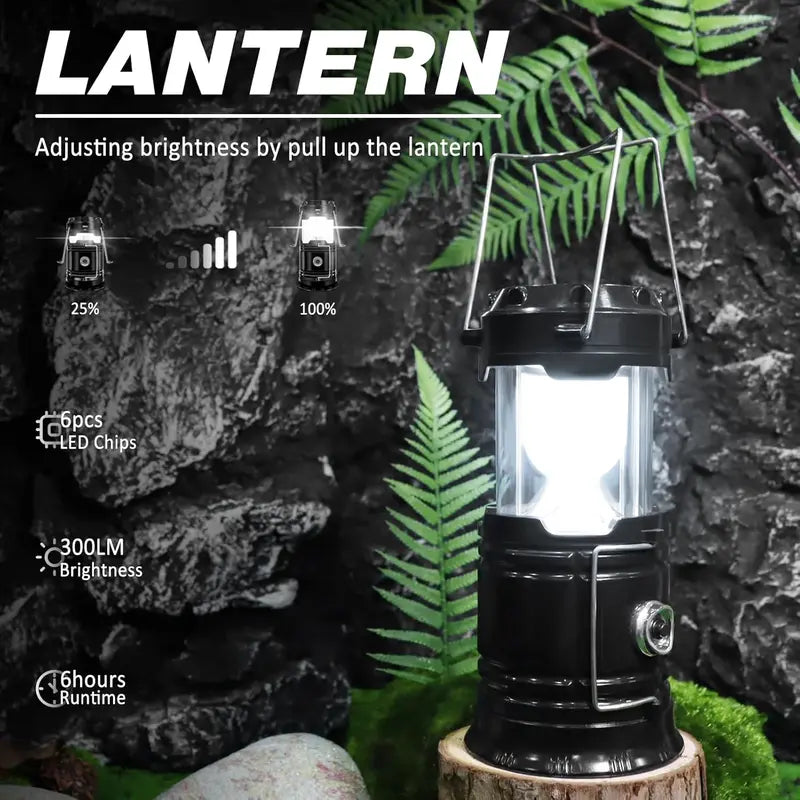 Solar Rechargeable LED Camping Lantern (4-Pack)