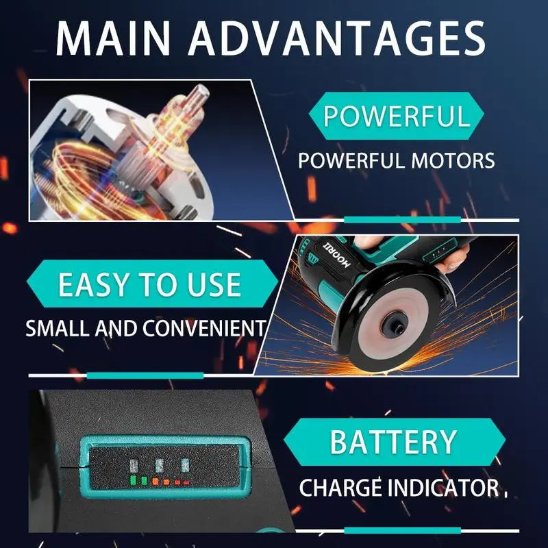 12V Cordless Mini Brushless Angle Grinder Kit (with 2x Batteries)