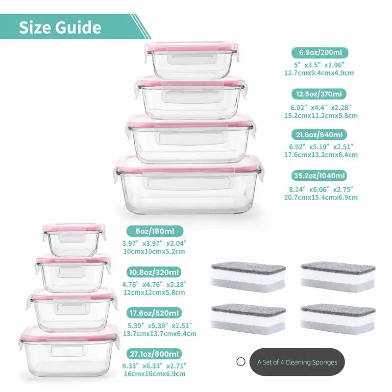 Premium Borosilicate Glass Food Storage Containers (8-Pack)
