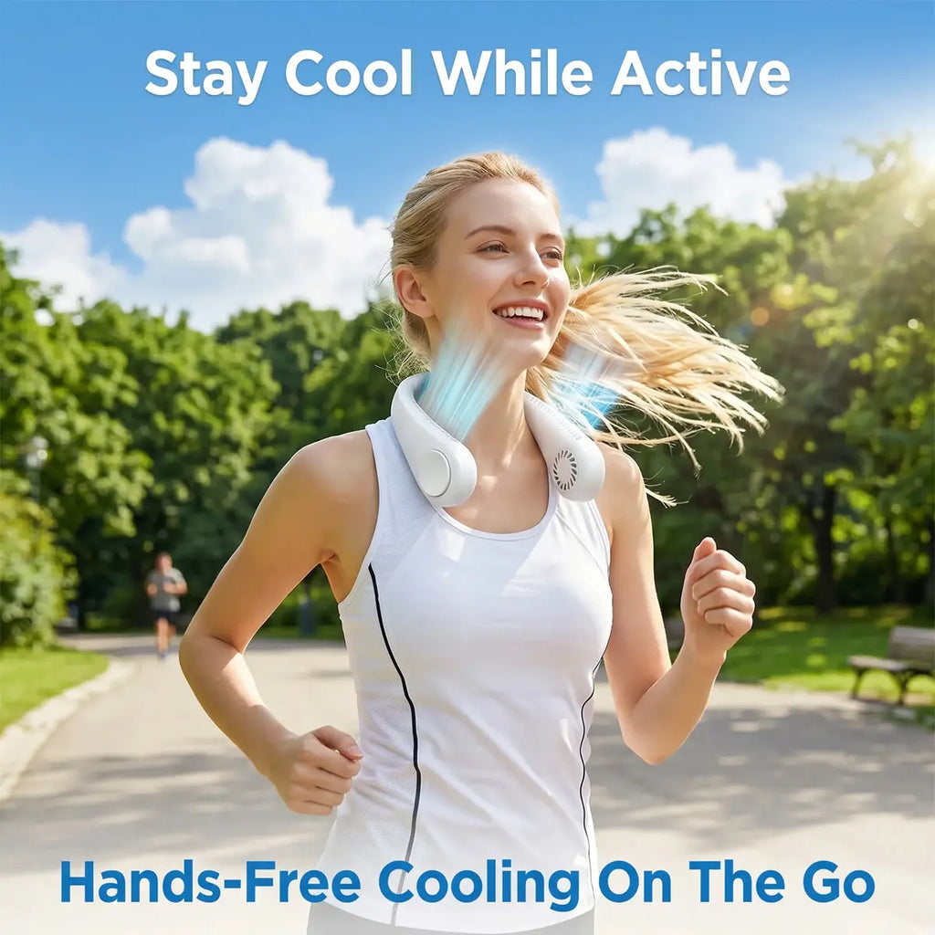 Ultra-Lightweight Bladeless Neck Fan (Hands-Free 360° Cooling Airflow)