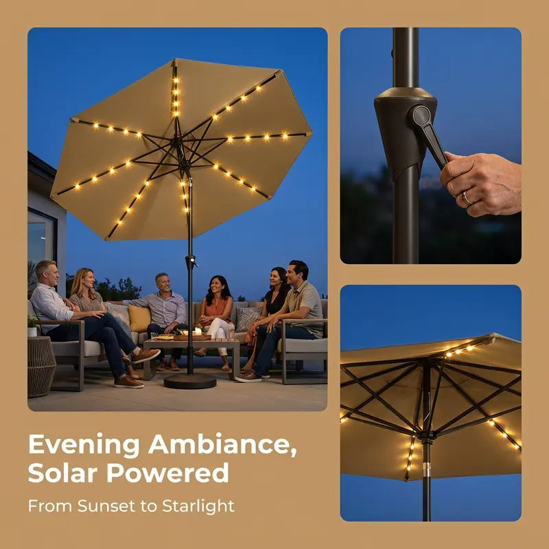Garvee™ 10FT Solar LED Patio Umbrella (UPF 50+)