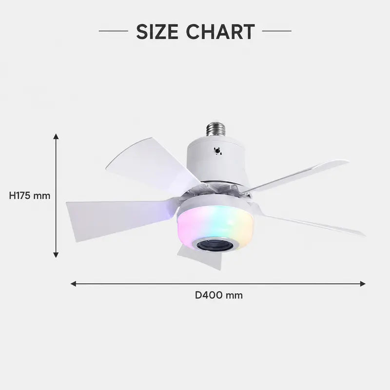 Modern 3-in-1 Screw-In Ceiling Fan Light (Built-In Wireless Bluetooth Speaker)