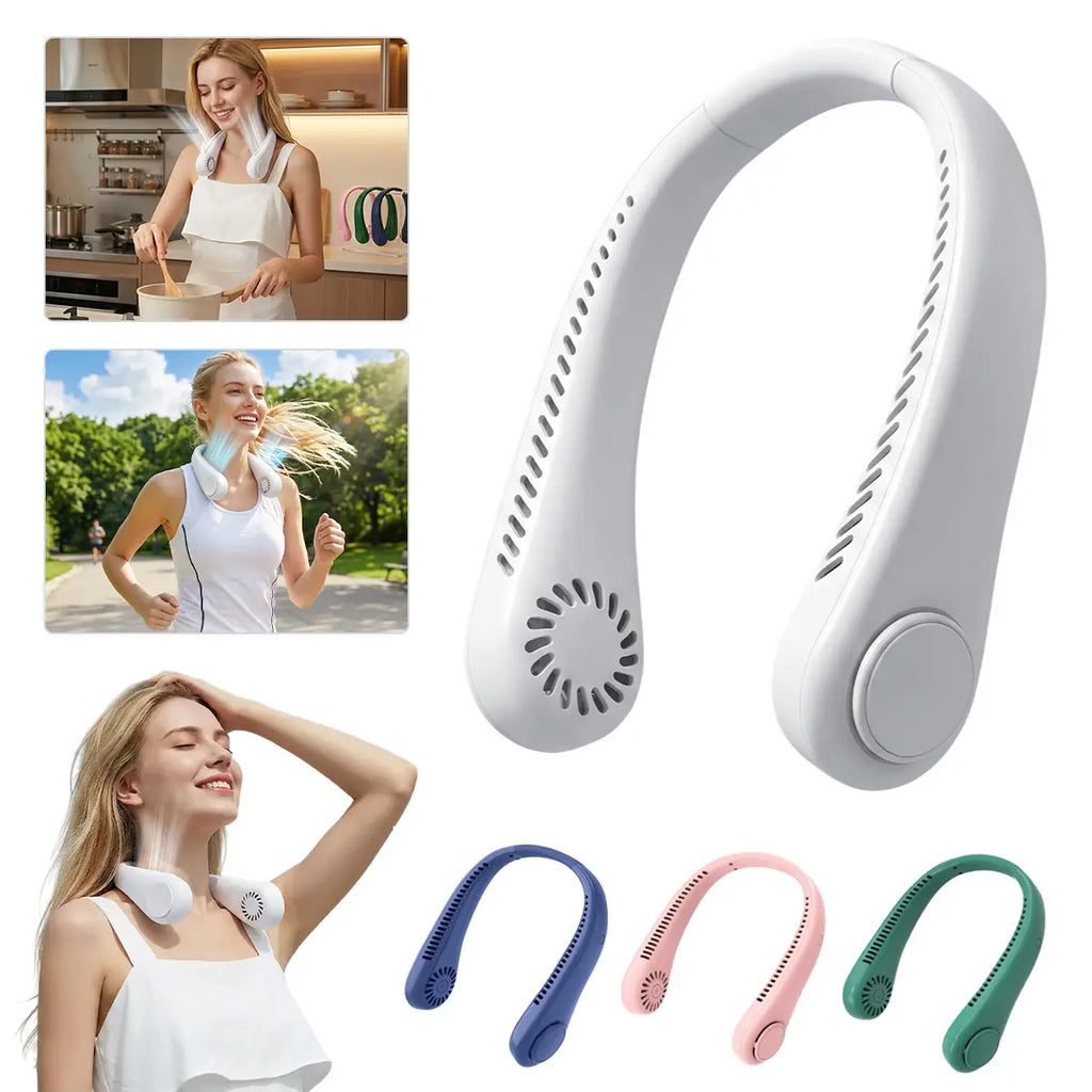 Ultra-Lightweight Bladeless Neck Fan (Hands-Free 360° Cooling Airflow)