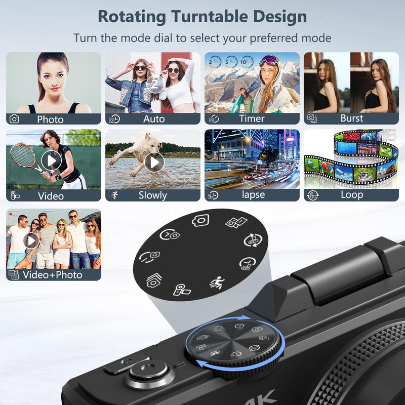 4K Digital Camera for Photography | 64MP with 180° Flip Screen, 18X Zoom & 32GB Card – 2 Batteries Included, Ready to Shoot
