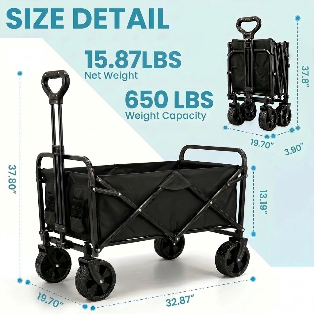 WeCharmer Collapsible Wagon with Drop-Down Tailgate