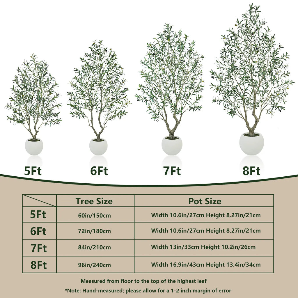 Premium Faux Olive Tree with Thick Natural Trunk (150cm - 240cm Deluxe Plant)