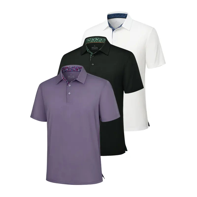 3-Pack Men's Breathable Smart Casual Polo Shirts