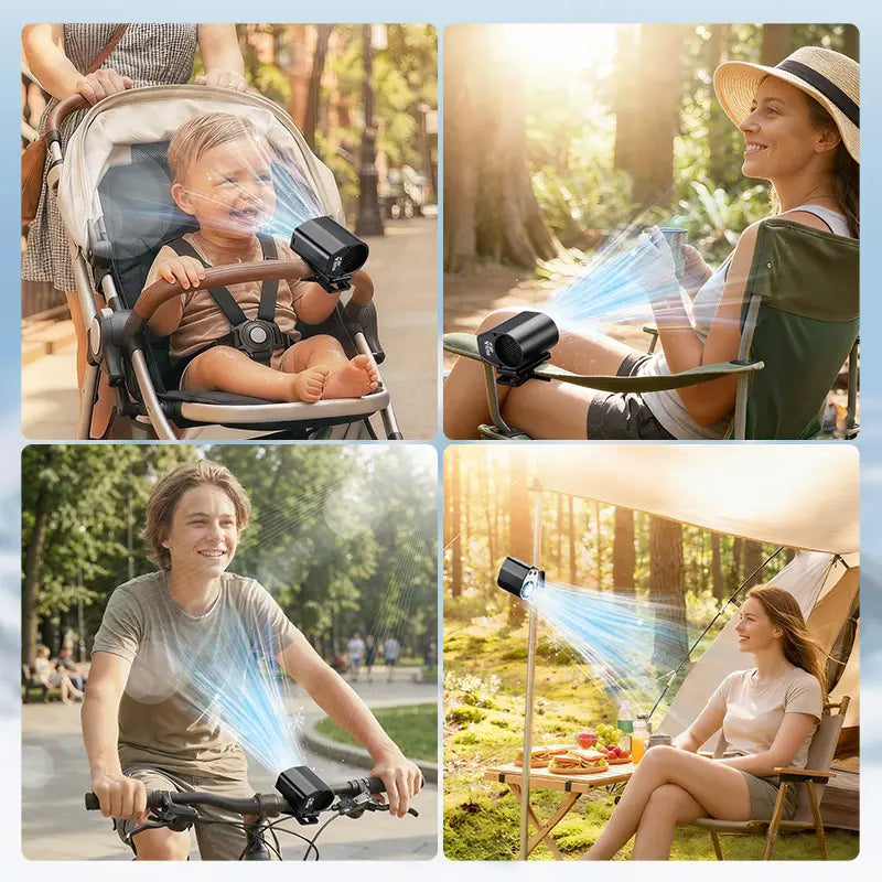 Joytutus Semiconductor Clip-On Fan | 100-Speed Turbo Cooling with 20Hr Battery – 360° Rotating, LED Display, Perfect for Cars, Prams & Desks