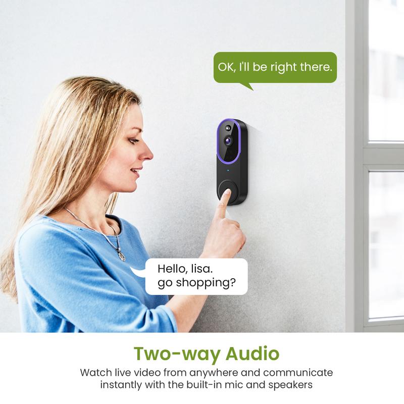 Wireless 1080P Video Doorbell Camera with AI Detection