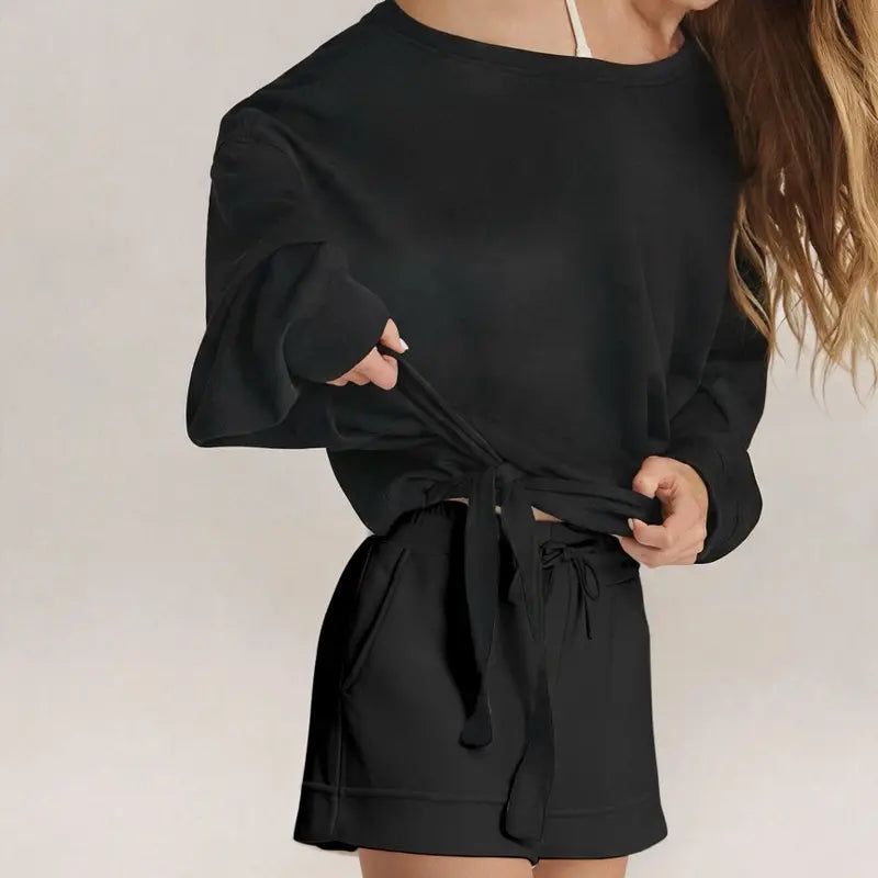 GLOWMODE™ One-Shoulder Silky Smooth Sweatshirt with Drawstring