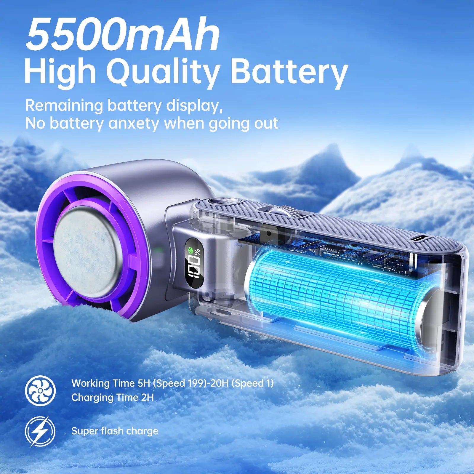 Ultra-Powerful Foldable Turbo Fan (199 Speeds & Smart LED Display)
