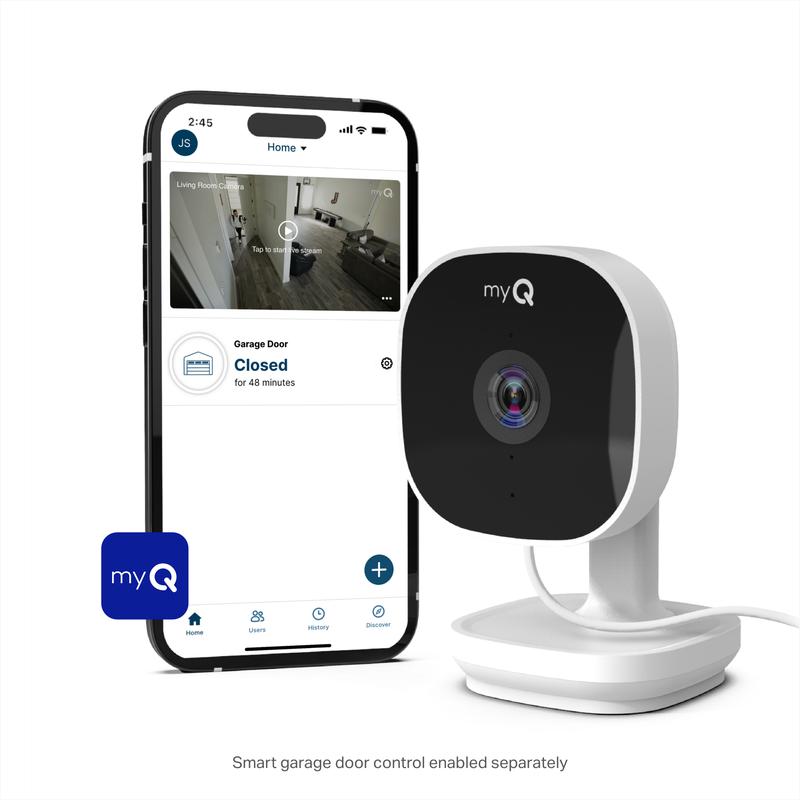 myQ Smart Indoor Security Camera | HD Night Vision with Motion Alerts & Two-Way Audio – View from Your Phone, Anywhere, Anytime