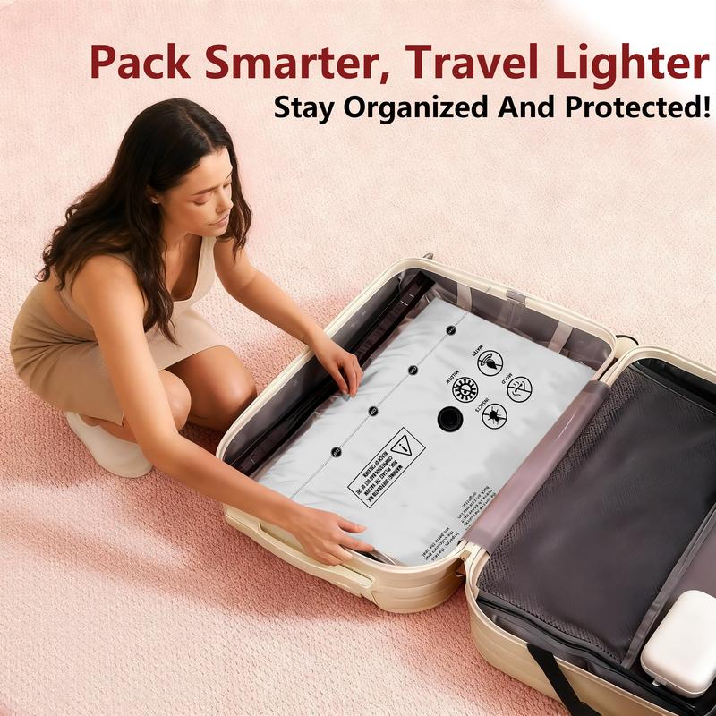 Snofrid Cordless Travel Vacuum Bags 15-Pack | USB Rechargeable Pump Included – Waterproof, Reusable & Space-Saving for Suitcases