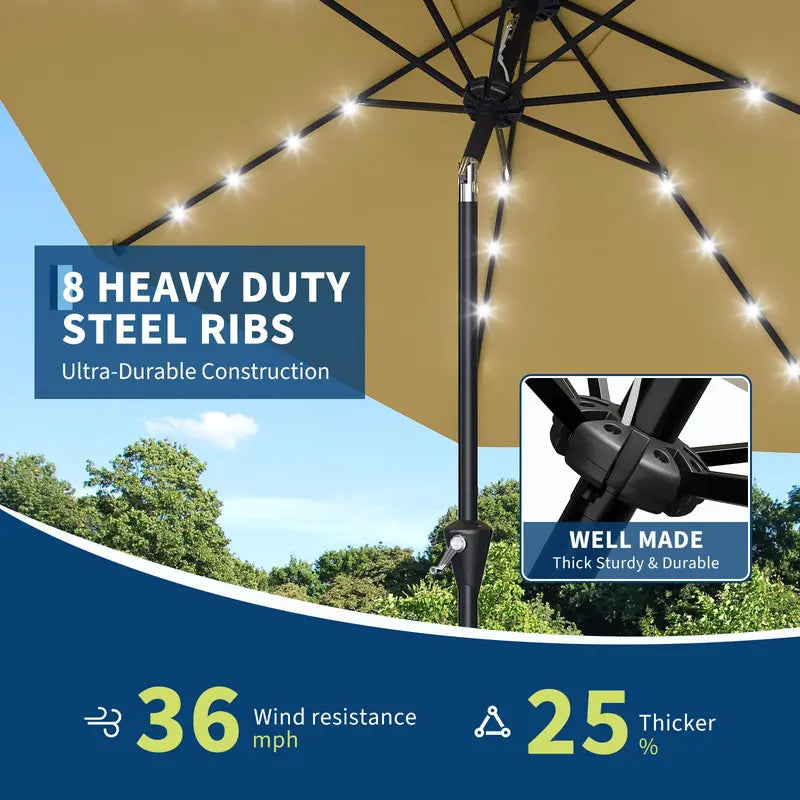 Garvee™ 10FT Solar LED Patio Umbrella (UPF 50+)