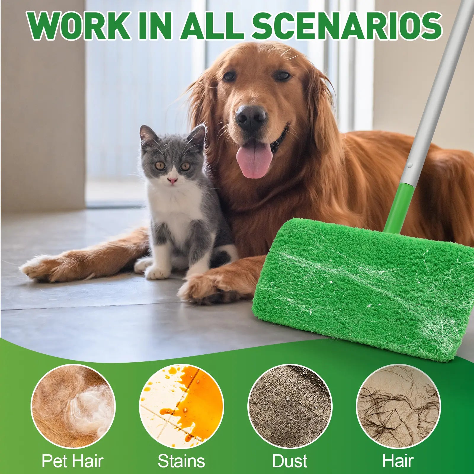 8-Pack Microfiber Mop Pads Compatible with Swiffer Sweeper – Reusable Wet & Dry Flat Mop Refills – Washable, for All Floor Types