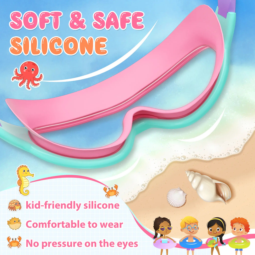 MARISUN Kids Swim Goggles 2 Pack | UV Protection & Anti-Fog for Ages 3-15 – Includes Earplugs & Nose Clip