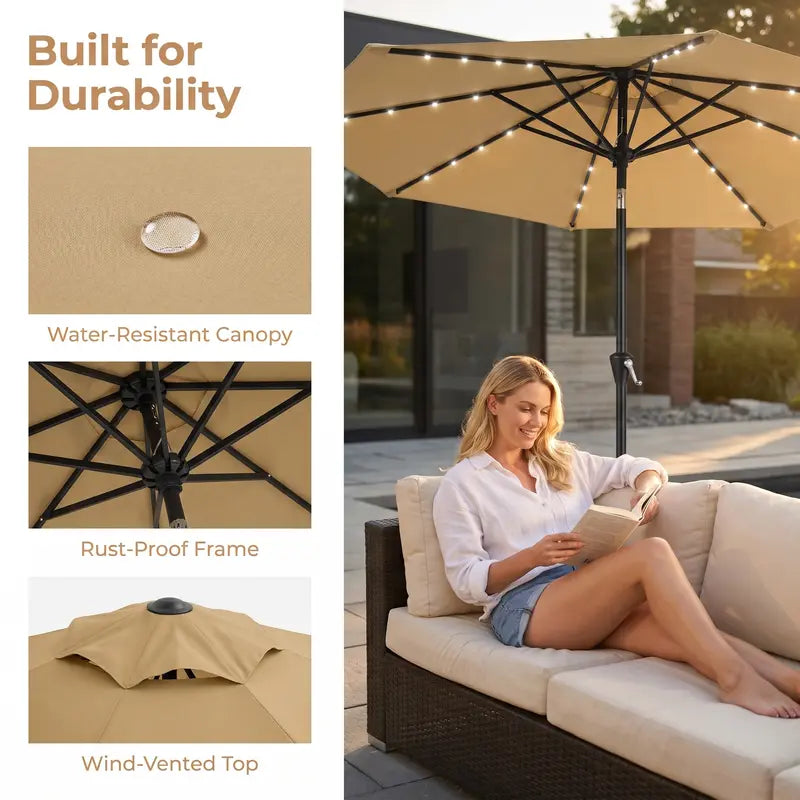 Garvee™ 10FT Solar LED Patio Umbrella (UPF 50+)