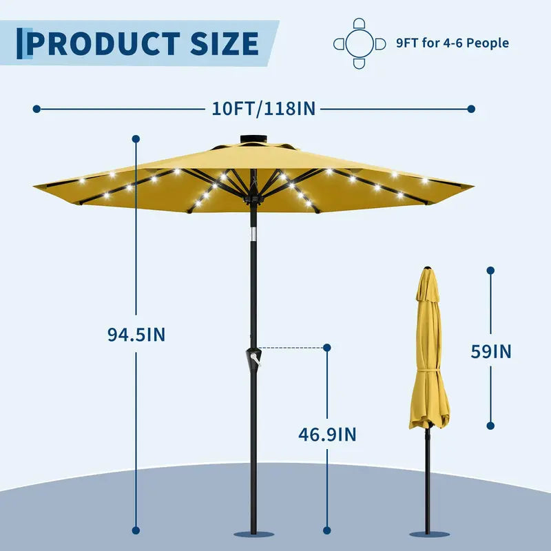 Garvee™ 10FT Solar LED Patio Umbrella (UPF 50+)