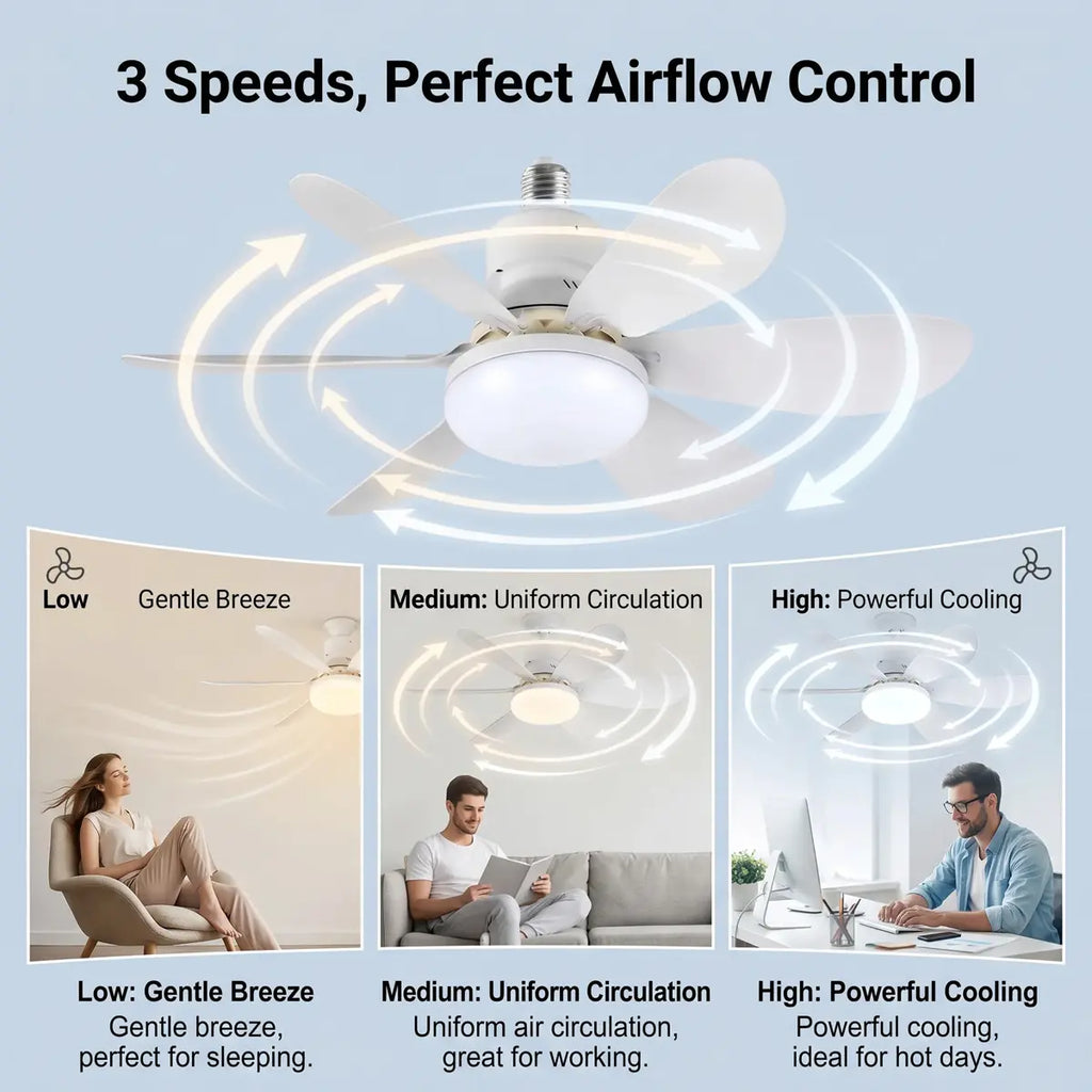 Modern 2-in-1 LED Ceiling Fan Light | Screw-In Smart Cooling Fan for Modern Homes