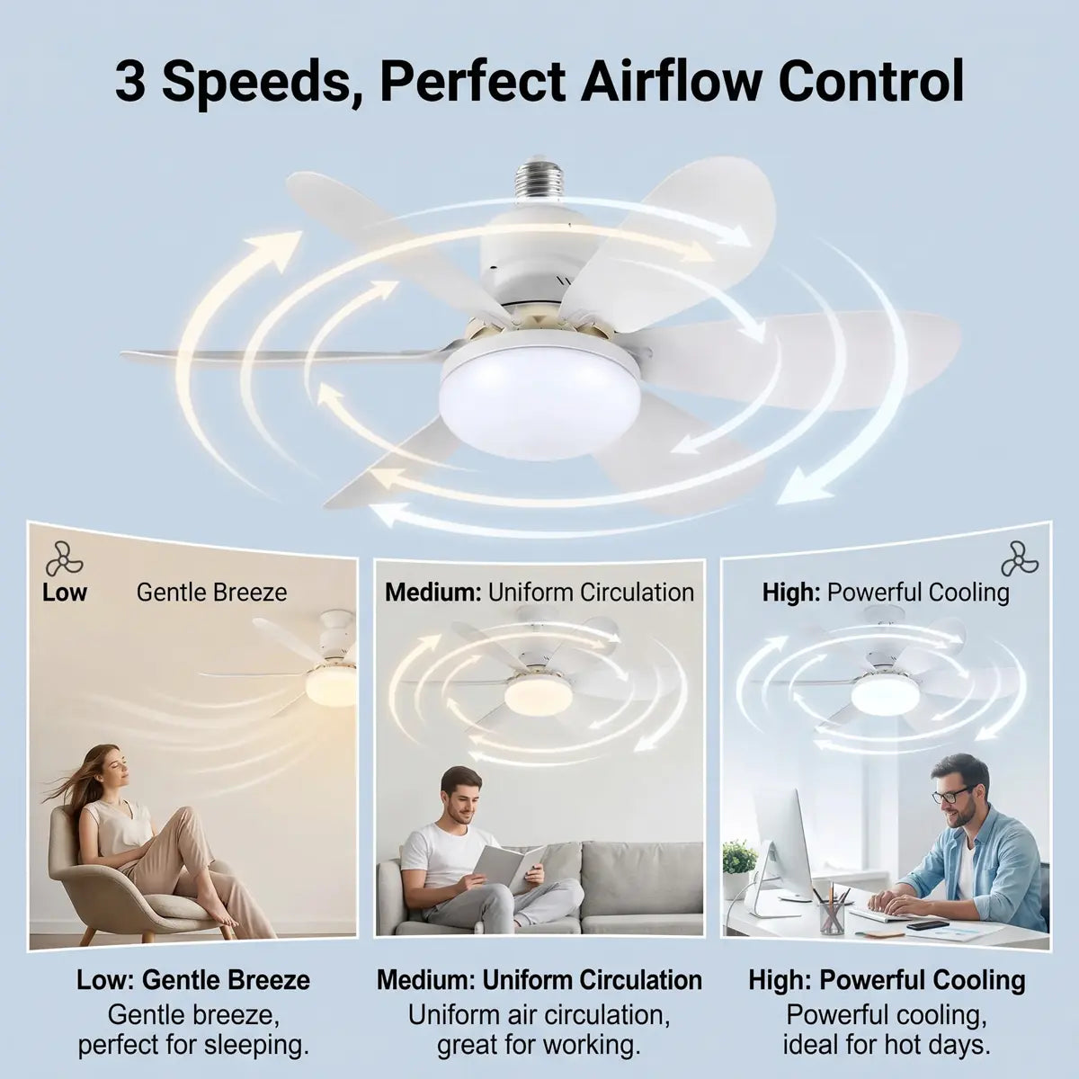 Modern 2-in-1 LED Ceiling Fan Light | Screw-In Smart Cooling Fan for Modern Homes